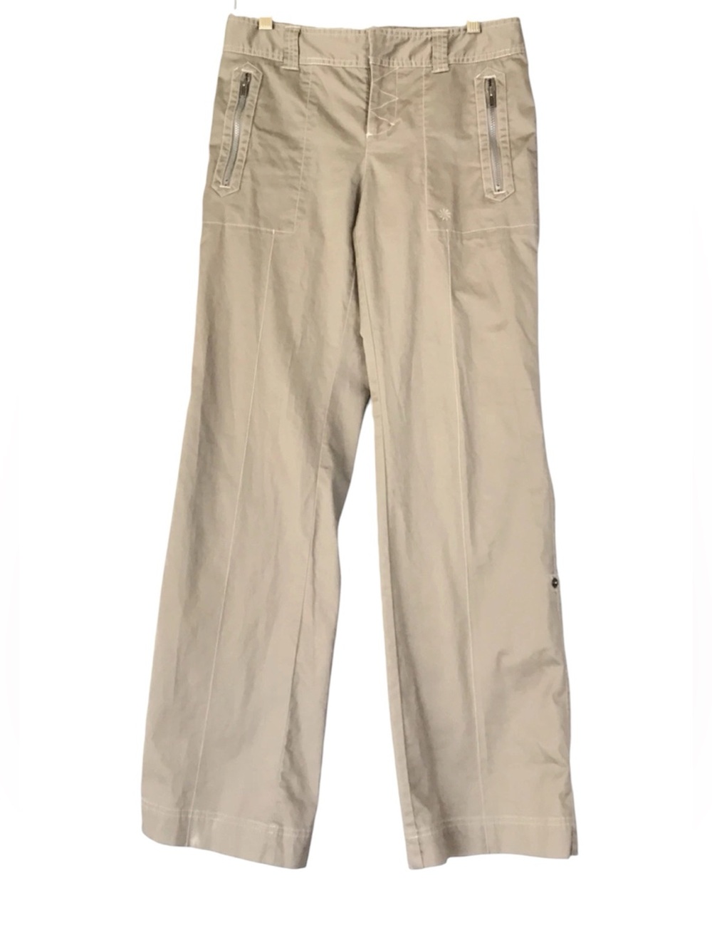 Athleta 757676 Women’s Cargo Hiking Pants – Beige/Taupe – Drawstring Waist – Zip